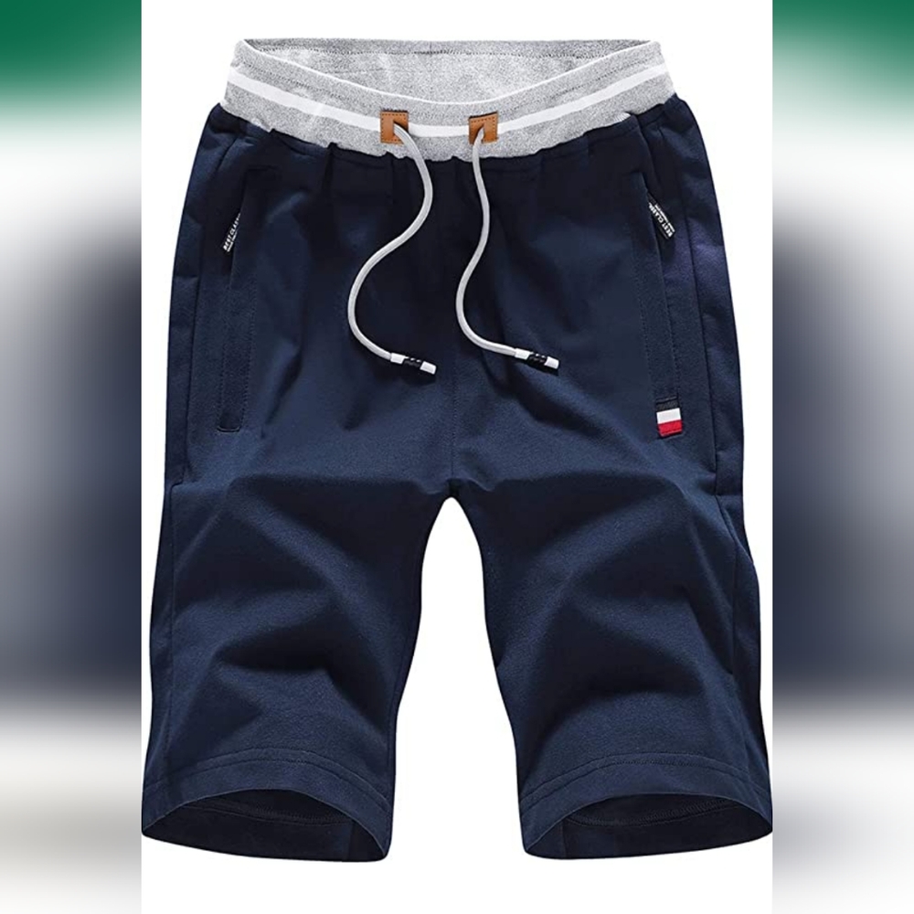 FoxQ Mens Athletic shorts with Zipper Pockets and Elastic Waist Drawstring.large